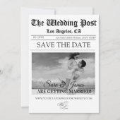 Elegant Newspaper Custom Photo Save the Date  Kaart (Voorkant)