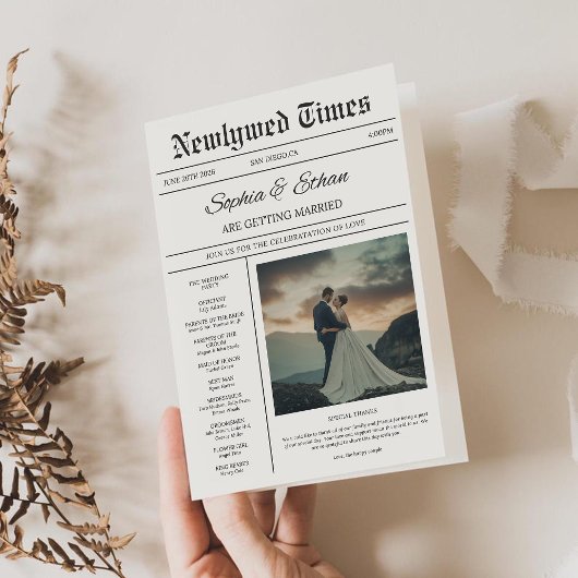 Elegant Newspaper Details Timeline Wedding