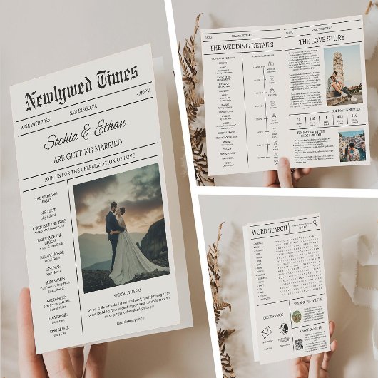Elegant Newspaper Details Timeline Wedding