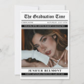 Elegant Newspaper Themed Photo Graduation Aankondiging (Voorkant)