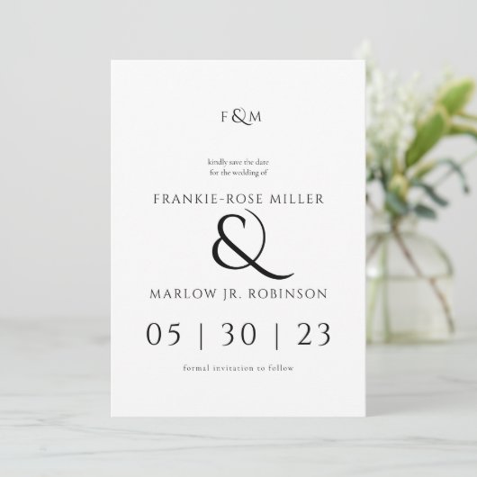 Elegant Niet-foto Save the Date Kaart (Staand voorkant)