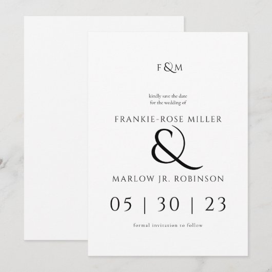 Elegant Niet-foto Save the Date Kaart (Voorkant / Achterkant)