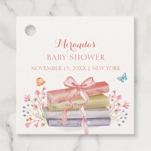 Elegant nieuw Chapter Bloemen Bow Book Baby shower Bedankjes Labels (Voorkant)