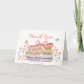 Elegant nieuw Chapter Bloemen Bow Book Baby shower Bedankkaart (Voorkant)
