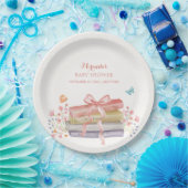 Elegant nieuw Chapter Bloemen Bow Book Baby shower Papieren Bordje (Feest)