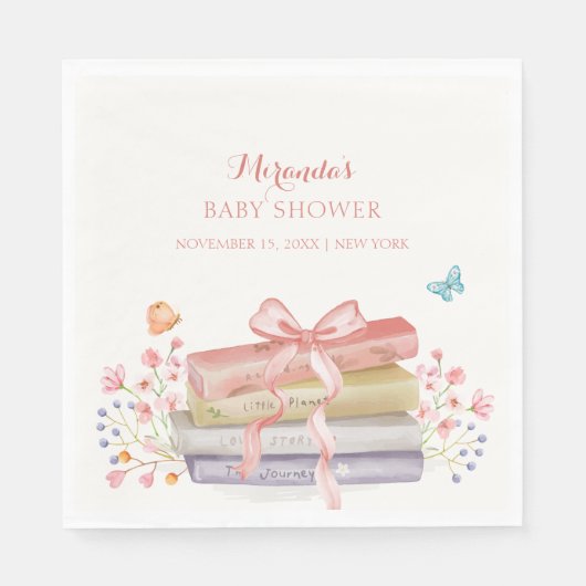 Elegant nieuw Chapter Bloemen Bow Book Baby shower Servet (Voorkant)