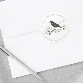 Elegant Nieuw Thuis Raven Botanisch Retouradres Ronde Sticker