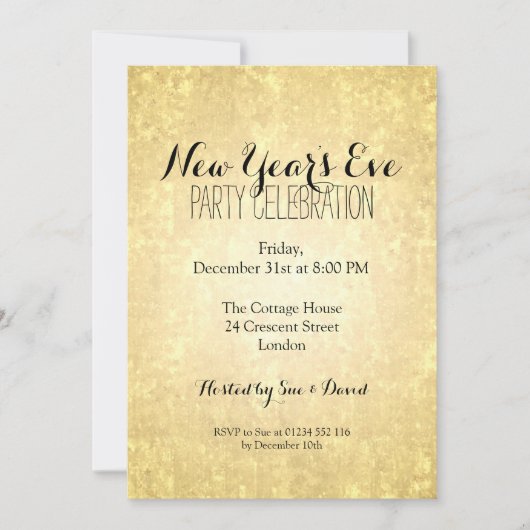 Elegant nieuwe jaren oud Gold Foil Star-Confetti Kaart (Voorkant)