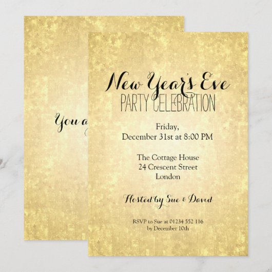 Elegant nieuwe jaren oud Gold Foil Star-Confetti Kaart (Voorkant / Achterkant)