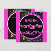 Elegant nieuwjaar feestdag roze zwart kaart (Voorkant / Achterkant)