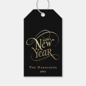 Elegant nieuwjaar zwart goud cadeaulabel (Voorkant)