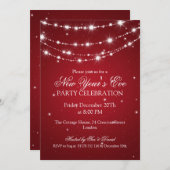 Elegant nieuwjaars rode mousserende keten kaart (Voorkant / Achterkant)