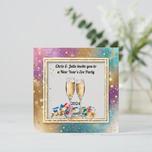 Elegant nieuwjaarsfeest kaart (Staand voorkant)