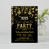 Elegant nieuwjaarsviering Eve Party Real Folie Uitnodiging (Staand Voorkant)