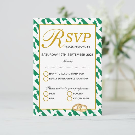 Elegant NIGERIA NAIJA Bruiloft RSVP Response Kaart (Staand voorkant)