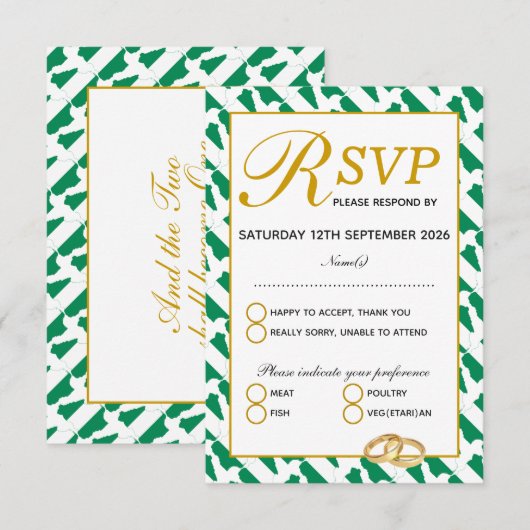 Elegant NIGERIA NAIJA Bruiloft RSVP Response Kaart (Voorkant / Achterkant)