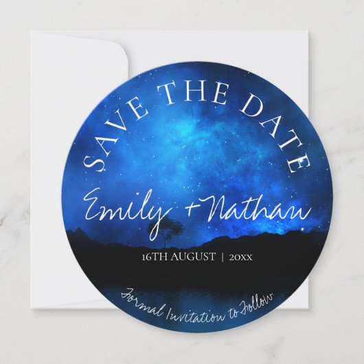 Elegant Night Sky onder de Stars Starry Wedding Save The Date (Voorkant)