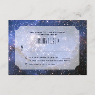 Elegant Night Sky/Space Theme Wedding RSVP Kaartje