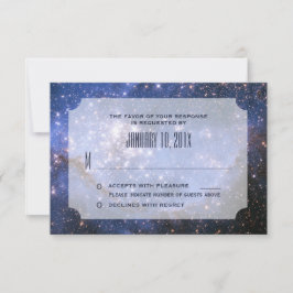 Elegant Night Sky/Space Theme Wedding RSVP Kaartje