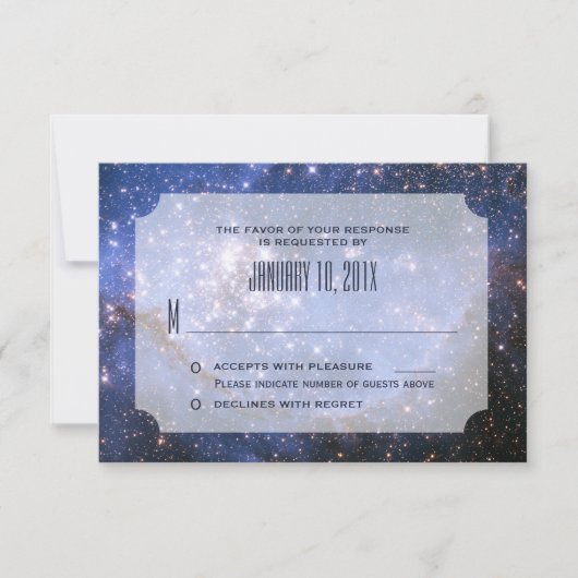 Elegant Night Sky/Space Theme Wedding RSVP Kaartje (Voorkant)
