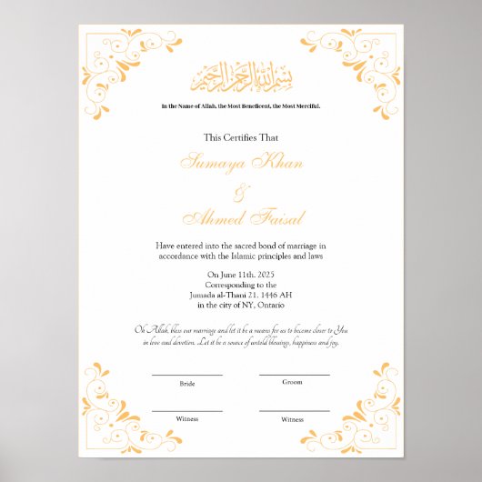 Elegant nikah contract poster (Voorkant)