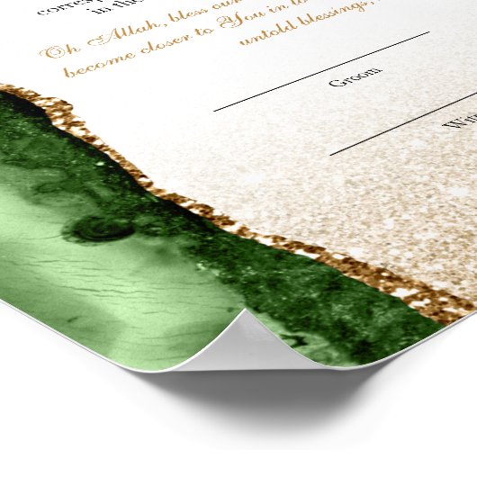 Elegant Nikkah Certificate Muslim Islamic Wedding Poster (Hoek)