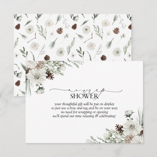 Elegant No Wrap Winter Evergreen Vrijgezellenfeest Informatiekaartje (Voorkant / Achterkant)