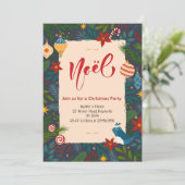 Elegant Noel Christmas Party Kaart (Staand voorkant)