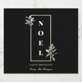 Elegant NOEL Gold Winter Berry Lijst Black Sparkling Wijnetiket (Enkel label)