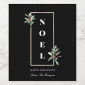 Elegant NOEL Gold Winter Berry Lijst Black Wijn Etiket (Enkel label)