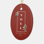 Elegant NOEL Gold Winter Berry Lijst Foto Keramisch Ornament (Links)