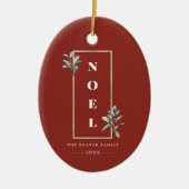Elegant NOEL Gold Winter Berry Lijst Foto Keramisch Ornament (Voorkant)