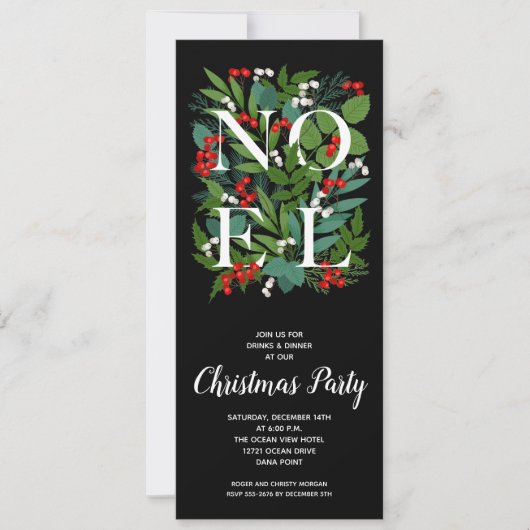 Elegant NOEL Greenery kerstfeest Kaart (Voorkant)