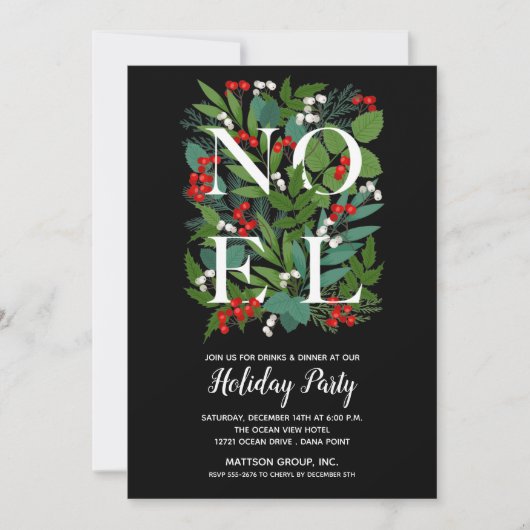 Elegant NOEL Greenery kerstfeestjes (Voorkant)