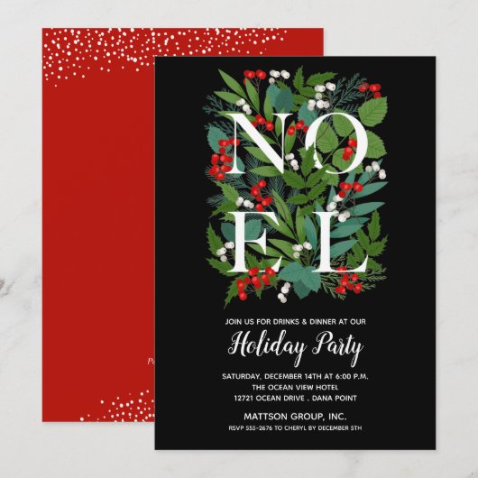 Elegant NOEL Greenery kerstfeestjes (Voorkant / Achterkant)