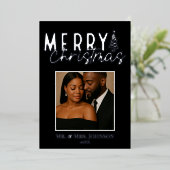 Elegant Noel in Silver Mr. & Mrs. Christmas Photo  Folie Feestdagenkaart (Staand Voorkant)