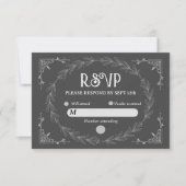 Elegant Noir Deco | Zwart-wit bruiloft RSVP Kaartje (Voorkant)