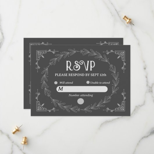 Elegant Noir Deco | Zwarte en Witte Bruiloft Save The Date (Voorkant / Achterkant in situ)