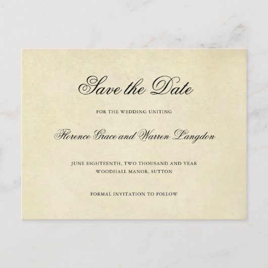 Elegant Non Photo Wedding Save the Date Aankondigingskaart (Voorkant)