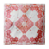 Elegant Noodlijdend Rood en Wit Marmer Het kijken Tegeltje (Voorkant)