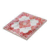 Elegant Noodlijdend Rood en Wit Marmer Het kijken Tegeltje (Zijkant)