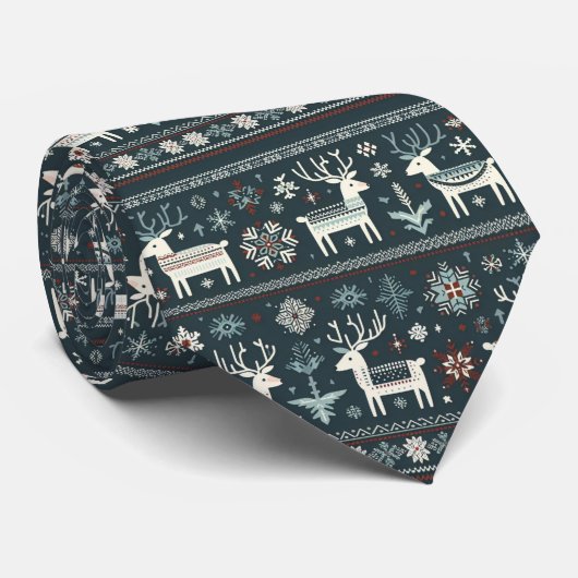 Elegant Noords rendierpatroon Stropdas (Opgerold)