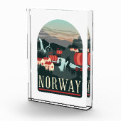 Elegant Noorwegen Landschap Vintage Reizen Fotoblokken (Rechts)