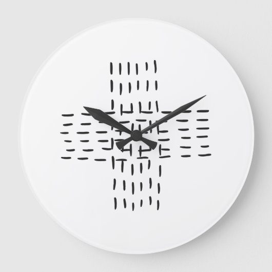 Elegant Nordic Dash Cross Black White Modern Grote Klok (Voorkant)