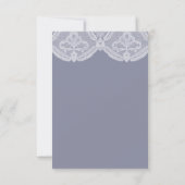 Elegant Nostalgic Lace Steel Blue Wedding RSVP (Achterkant)