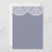 Elegant Nostalgic Lace Steel Blue | Wit huwelijk Kaart (Achterkant)