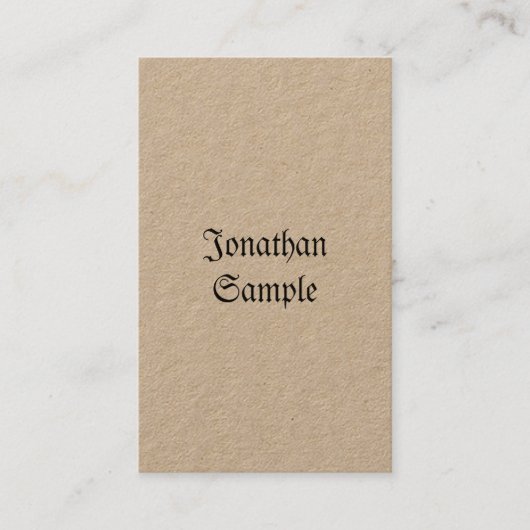 Elegant Nostalgic Retro Real Kraft Luxury Visitekaartje (Voorkant)