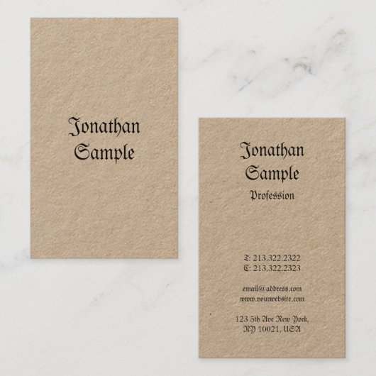 Elegant Nostalgic Retro  Real Kraft Luxury Visitekaartje (Voorkant / Achterkant)