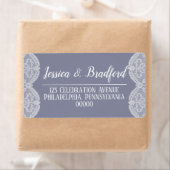 Elegant Nostalgic White Lace | Steel Blue Wedding Etiket (Insitu)