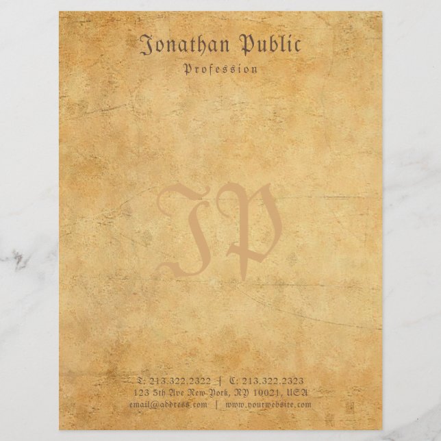 Elegant  nostalgisch handgeschreven monogram briefhoofd (Voorkant)